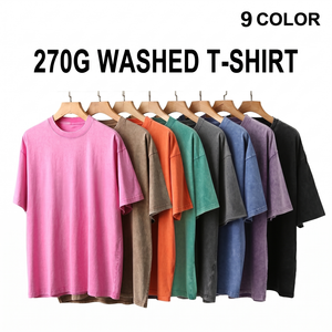 Camiseta de Algodón Grueso de 270 g/m², Cuello Redondo, Unisex, Estilo Urbano, Modelo 6639, Lavado Vintage, Talla Grande, Personalizable OEM - Product Image 1