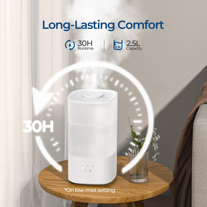 เครื่องเพิ่มความชื้นในอากาศอัลตราโซนิกแบบเติมน้ำด้านบน 4 ลิตร พร้อมไฟ LED แสดงสถานะไอน้ำเย็นและอุ่น ควบคุมผ่านแอปพลิเคชัน สำหรับบ้านและห้องเด็ก - Product Image 2
