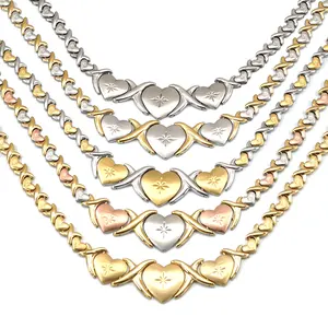 Beiyan colar de moda com design de fábrica, joias de aço inoxidável, pingente de ouro, prata, coração grande, corrente para mulheres