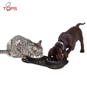 Grosir mangkuk tempat makan anjing unik antiselip, mangkuk anjing baja tahan karat dengan alas silikon untuk hewan peliharaan dalam dan luar ruangan - Product Image 5