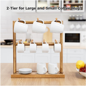 Soporte para Tazas de Café de Doble Cara, de Madera Maciza, Multicapa, con Escurridor, Estilo Retro para Cocina, Color Madera Natural, Tamaño L - Product Image 4