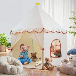 Enfants enfant en bas âge <span class=keywords><strong>Beige</strong></span> coton tissu tente enfants tente intérieur yourte indien <span class=keywords><strong>tipi</strong></span> Pop up Playhouse pour bébé cadeaux de noël - Product Image 4