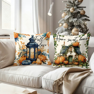 Bantal dekoratif bertema musim gugur dengan daun labu dan ungkapan hangat untuk dekorasi rumah musiman - Product Image 4