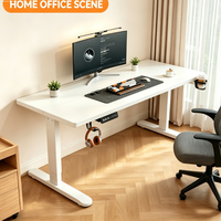 Escritorio Ergonómico Eléctrico de Altura Ajustable para Juegos y Computadora, Escritorio para Trabajar Sentado o De Pie en Casa u Oficina con Gancho para Auriculares y Portavasos