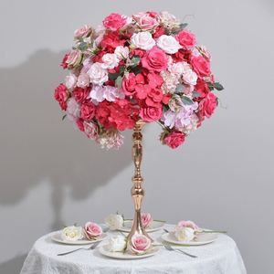 LO-681 Vente en gros de boules de fleurs artificielles en hydrangea et roses de 60 cm, centre de table pour mariage, décoration de salle de banquet et d'exposition - Product Image 3