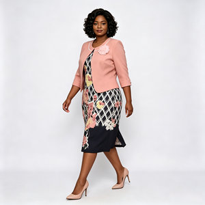 Conjunto de Dos Piezas para Mujer, Talla Grande, Estilo Turco, Estampado Floral, Chaqueta de Media Manga + Vestido, Trajes Africanos - Product Image 5