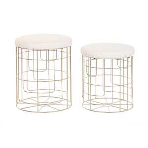 Juego de 2 Reposapiés de Poliéster y Metal 38x38x44 Dorado - Product Image 3