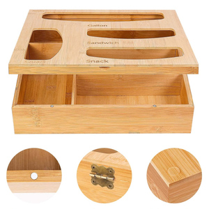Modern Ziplock Bag Storage Organizer for Drawer Bamboo Wooden Baggie Kitchen Food Storage Bags Holder