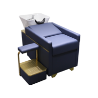Fauteuil de lavage professionnel de luxe moderne et durable avec bac en céramique, confortable et semi-inclinable, pour salon de coiffure