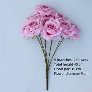 PT-R141 vente en gros de haute qualité 9 têtes bouquet de fleurs en soie fleur artificielle bouquet de roses fournisseur de <span class=keywords><strong>jardin</strong></span> - Product Image 2