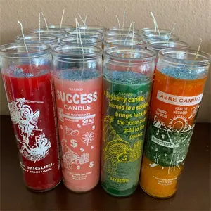 Wholesale that provide energy and anointing in 7 day glass bottles blessed colored religious candles