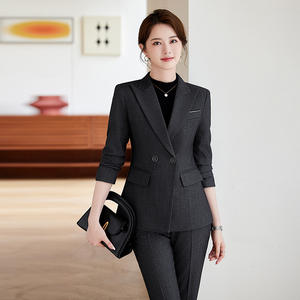 Costume gris pour femme automne-hiver, tenue professionnelle haut de gamme, tenue de réceptionniste d'hôtel, combinaison pour femmes - Product Image 1