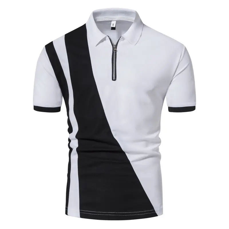Polo Hombres Mens Golf Wear 2023 Summer Zipper Patchwork Color Breathable Polos Shirts for Men Tee Shirt Hommes XXL