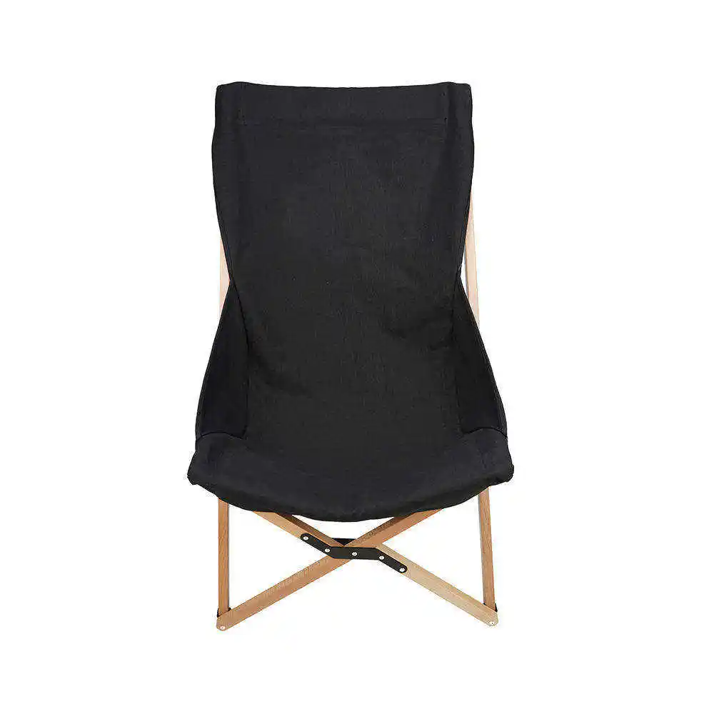 블랙 캔버스 나무 접는 의자 야외 휴대용 낚시 라운지 의자