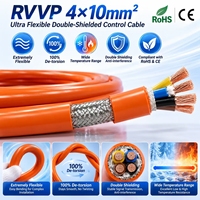 Câble flexible blindé RVVP 4x10mm² 24 AWG à conducteurs en cuivre toronnés, gaine PVR, homologué CE et REACH, directement de l'usine