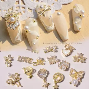 Paso Sico, роскошные ювелирные изделия с бабочками, золотой жемчуг, кулон для ногтей, алмаз, День Валентина, металлический сплав, циркон, 3D Подвески для ногтей, для самостоятельного творчества