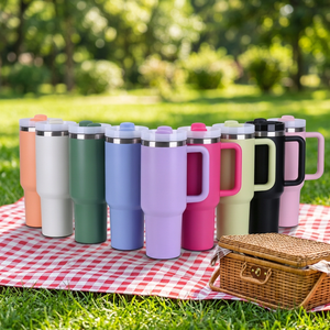 40oz Stainless Steel Portable Handgrip Tumbler with 6-12hr Thermal Insulation for <b>Hot</b>/Cold <b>Drinks</b> for Parties - Product Image 1