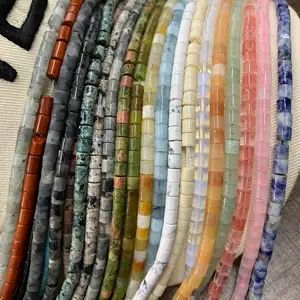 natural Stone Cylinder Shape Loose Beads Strand jewelry making 4*4 mm cylindrical spacer beads