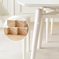 Ensemble de table et chaises de salle à manger rondes en bois massif, extensibles et pliantes, style moderne et luxueux, 4 à 8 places, utilisation hôtelière, couleur crème, mobilier de salle à manger