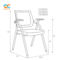 Chaise de séminaire ergonomique empilable avec accoudoirs, certifiée BIFMA, mobilier de salle de formation, métal orange, directement du fabricant
