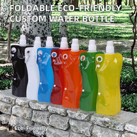 Sac à boisson pliable écologique avec logo personnalisé, bouteille d'eau en plastique transparente pour le sport, la montagne, portable