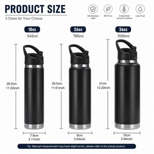 Custom 18oz 26oz 36oz Stainless Steel Double Wall Insulated Powder Coated <b>Sports</b> <b>Water</b> <b>Bottle</b> with Chug Lid with Carry Handle - Product Image 3