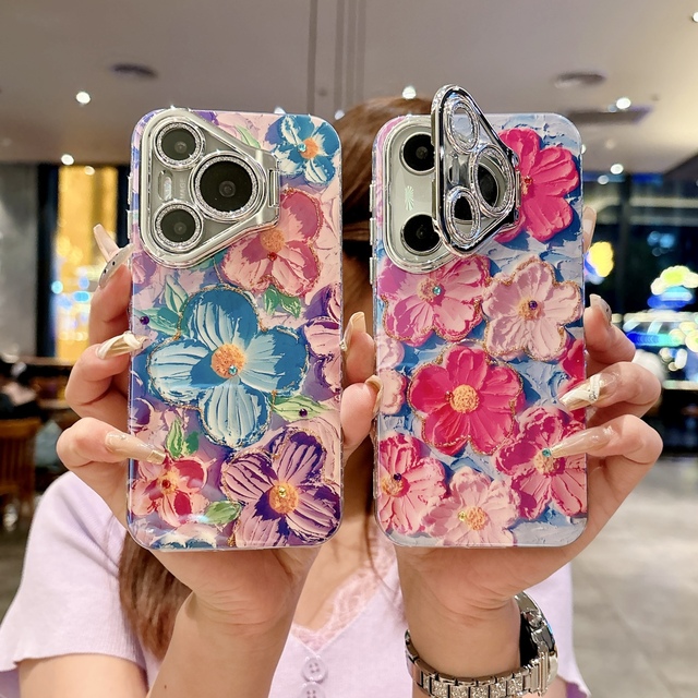 MDC 3D Fashion Lens Holder with Oil Painting Design Shockproof Waterproof Epoxy IMD Phone Case for 16 Series