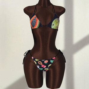 Ensemble <span class=keywords><strong>de</strong></span> bikini imprimé Y2K, vêtements <span class=keywords><strong>de</strong></span> plage, pantalon transparent, sexy, halter, ensemble <span class=keywords><strong>de</strong></span> maillot <span class=keywords><strong>de</strong></span> bain 3 pièces pour femmes, 2026 - Product Image 4