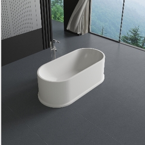 <span class=keywords><strong>Baignoire</strong></span> en pierre solide autoportante Watersion aux lignes épurées, parfaite pour les salles de bain contemporaines - Product Image 2