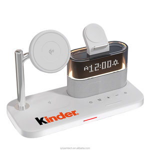 Station de recharge sans fil 5 en 1 avec réveil, veilleuse pour plusieurs appareils, station de recharge de chevet pour téléphone - Product Image 4