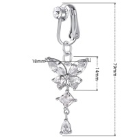 Best-seller Bijoux de corps sans perçage Faux anneau de nombril Papillon Piercing de nombril Faux piercing de corps pour femmes