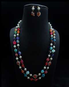 Conjunto de collar Kundan largo con estilo indio para mujer, cadenas florales Rani Haaar, fiesta de boda, latón, Perla Esmeralda, Diamante principal - Product Image 4