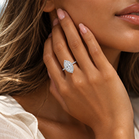 Bague en moissanite taille marquise en argent sterling 925, géométrique, pour femme, pour fiançailles et mariage