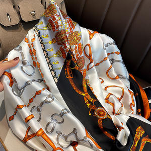 All'ingrosso 180*86cm morbido setoso abito da sera per le donne avvolge scialli di lusso Designer a scacchi con motivo stampato a scacchi sciarpe di seta - Product Image 6