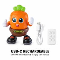 Jouet musical écologique non toxique en forme de carotte, rechargeable par USB-C, batterie au lithium 300 mAh, cadeau interactif pour enfants