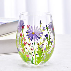 Verres à vin en <span class=keywords><strong>verre</strong></span> peint à la main pour la maison et le bar, avec des designs frais et une personnalité unique - Product Image 5
