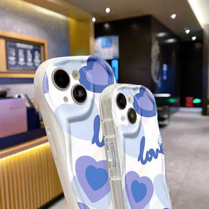 Blu <span class=keywords><strong>viola</strong></span> amore <span class=keywords><strong>cuore</strong></span> stampa bordo onda Silicone TPU Cover del telefono cellulare custodia per <span class=keywords><strong>Iphone</strong></span> 8 X Xr Xs 11 12 13 14 15 16 17 Pro Max - Product Image 2