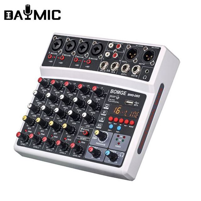 OEM Factory Audio Mixer 6 Channel BT Stereo Sound Console With 16 Type DSP for Studio DJ Broadcasting Recording Usb Audio Mixer