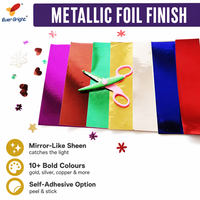 Feuilles de Papier Cartonné Métallisé Emballées sous Enveloppe Effet Miroir pour Projets Artistiques et Artisanaux, Formats A4/50*70/40*60