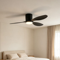 Ventilateur de plafond LED moderne 30W en fer et acrylique avec télécommande, 3 pales, 6 vitesses, grand volume d'air, moteur DC, économie d'énergie