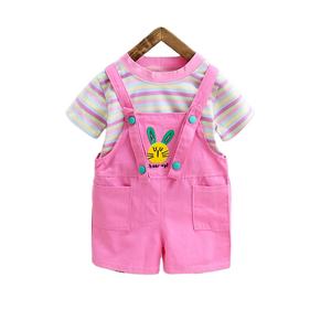 Venta al por Mayor de Conjuntos de Ropa para Niños, Estilo Nuevo, Camiseta a Rayas y Pantalones Cargo - Product Image 1