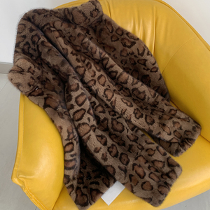 Cappotto invernale Casual da <span class=keywords><strong>donna</strong></span> di lusso con stampa leopardata 100% vera giacca di visone Full Skin - Product Image 4