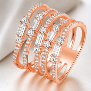 Anello Irregolare Stratificato in Oro Rosa per Donne, Elegante Gioiello da Dito alla Moda - Product Image 6