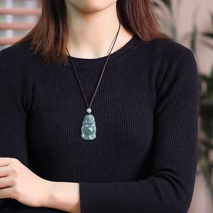 Colgante de Jadeíta Natural Azul Agua con Buda, Diseño Original UNISEX, Estilo Chino, Regalo con Certificado de Tasación FG37 - Product Image 4