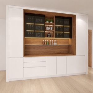 Ensemble d'armoires <span class=keywords><strong>de</strong></span> cuisine modulaires en bois <span class=keywords><strong>de</strong></span> noyer personnalisées <span class=keywords><strong>de</strong></span> qualité supérieure avec îlot en marbre pour appartement <span class=keywords><strong>de</strong></span> luxe - Product Image 3