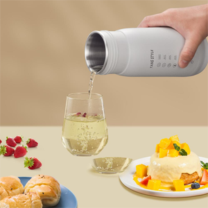 業務用ポータブルミニ電気ケトル ステンレス製温度調節機能付き魔法瓶カップ 300W加熱式 旅行用 - Product Image 6