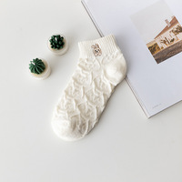 Chaussettes en coton respirant dessin animé mignon ours chaussettes blanches femme femmes fille Lolita été chaussettes minces