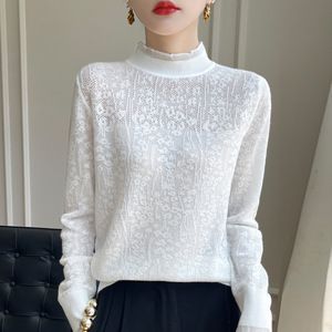 Boutique all'ingrosso 2025 primavera nuovo maglione da <span class=keywords><strong>donna</strong></span> con giunture di <span class=keywords><strong>pizzo</strong></span> alla moda - Product Image 5