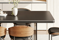 Italienischer Luxus-Esstisch mit Schwebendem Rechteckigem Design, Delifeng Schwarzer Acryl-Sinterstein-Tisch mit Vollständig Hängender Halterung