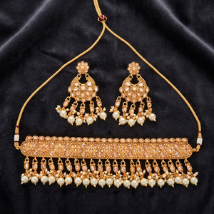 Latest Handmade Women's Antique <b>Pearl</b> Choker <b>Necklace</b> <b>Set</b> with Gold Plated Wedding Party Engagement Adjustable Jewelry 214170 - Product Image 3